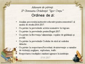 27.01.2017 Adunare  părintească.