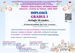 Rezultate remarcabile la concursurile internaționale „Surprize de Crăciun” și „Magia Crăciunului” 2024!